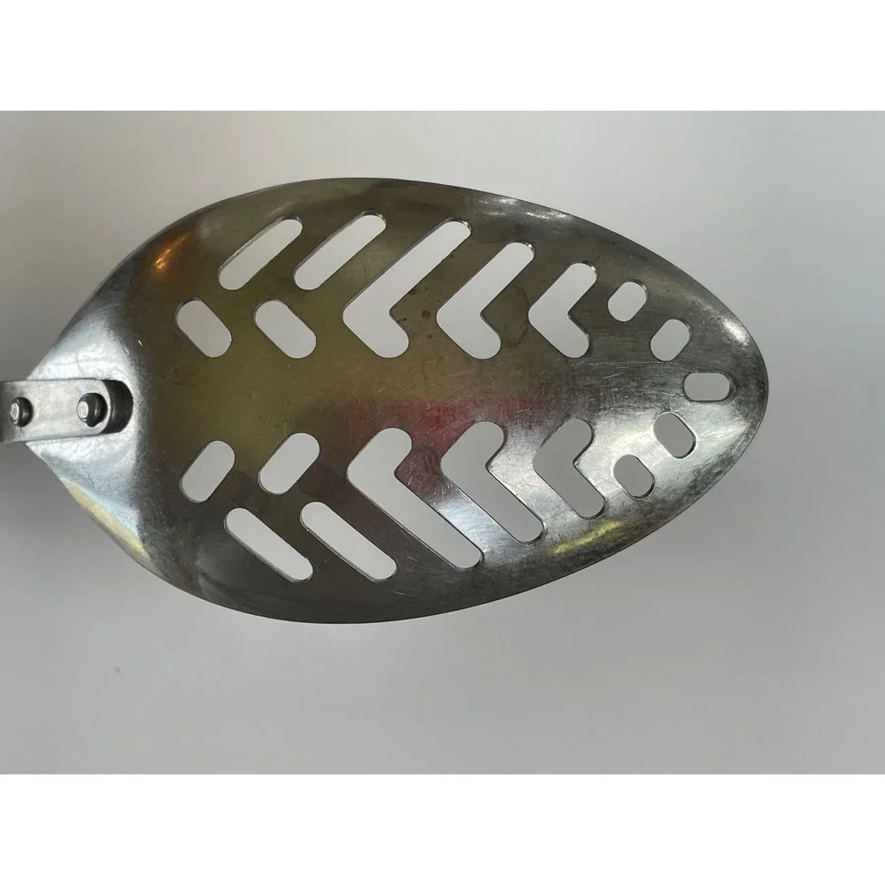 Vintage Cutco 1713 Slotted Serving Spoon Stainless Steel Brown Marbled Handle US